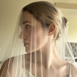 Bridal Cathedral Veil With Blusher